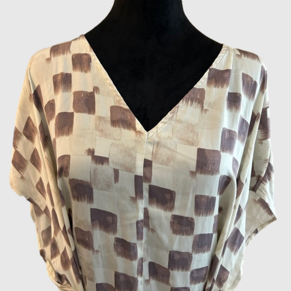 Grade & Gather Checkered Satin Dress Wisteria Size M - Picture 5 of 10